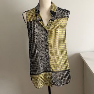 Chaus New York Black and Yellow Blouse Top (New)